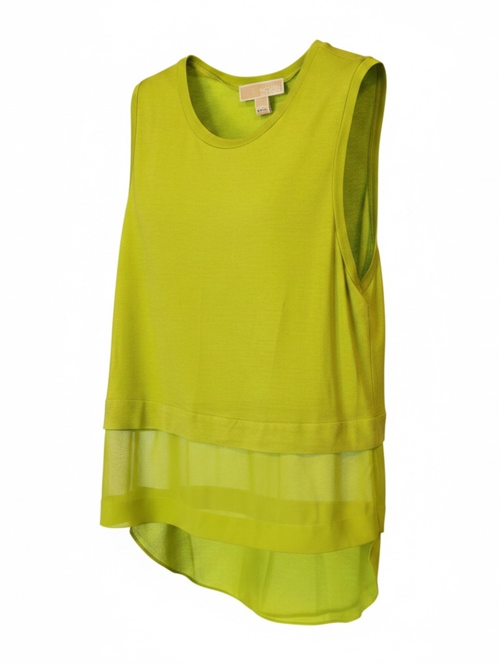 Michael Kors Bright Lime Green Layered Sleeveless Top